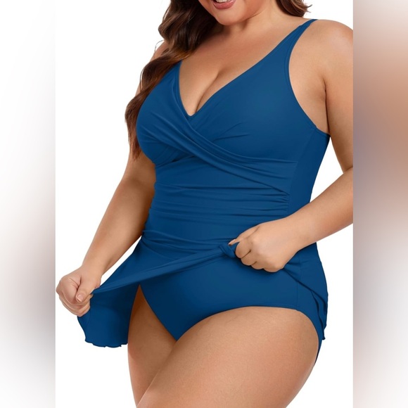 NWT- 3 XL beautiful teal swim dress bathing suit, supportive full coverage - Picture 3 of 5